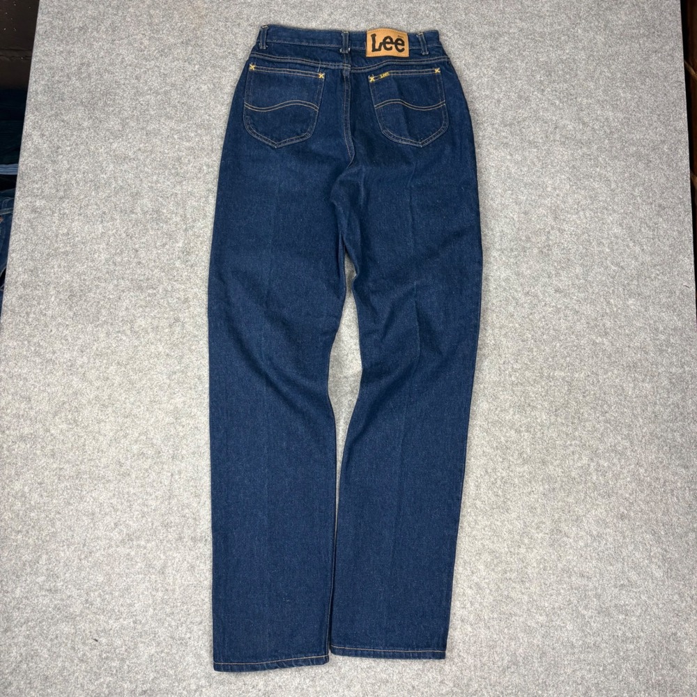 Vintage Lee Mens Dark Wash Straight Leg Denim Jeans Indigo Blue 28x32